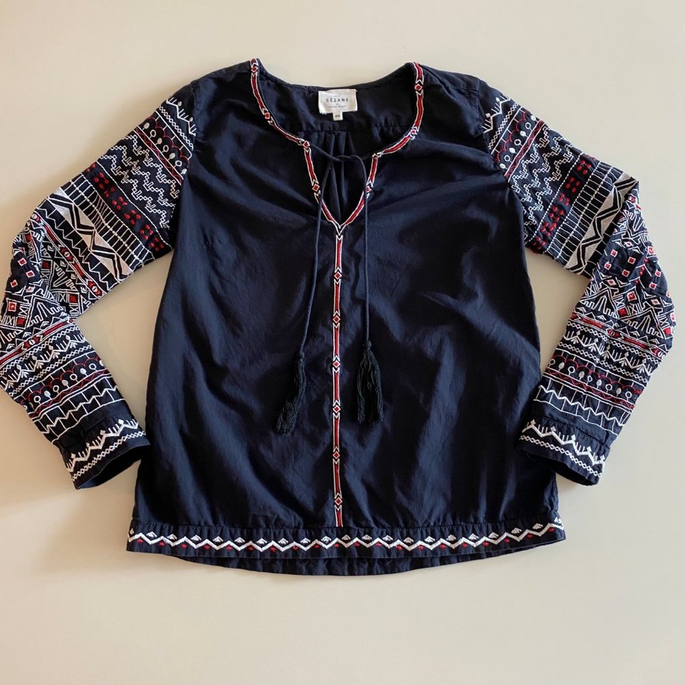 Sezane Embroidered Sleeves Blouse - Picture 1 of 9